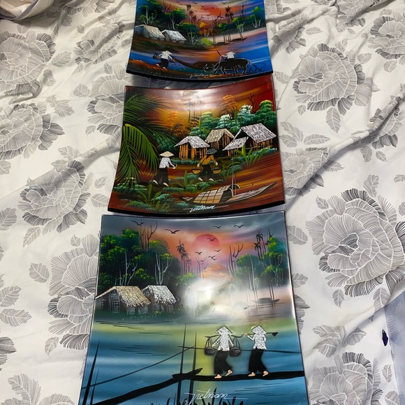 Hand Crafted Other - 3 hand painted items from Vietnam